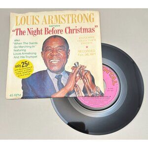 Louis Armstrong Narrates The Night Before Christmas 45 Vinyl Pic Sleeve Sticker